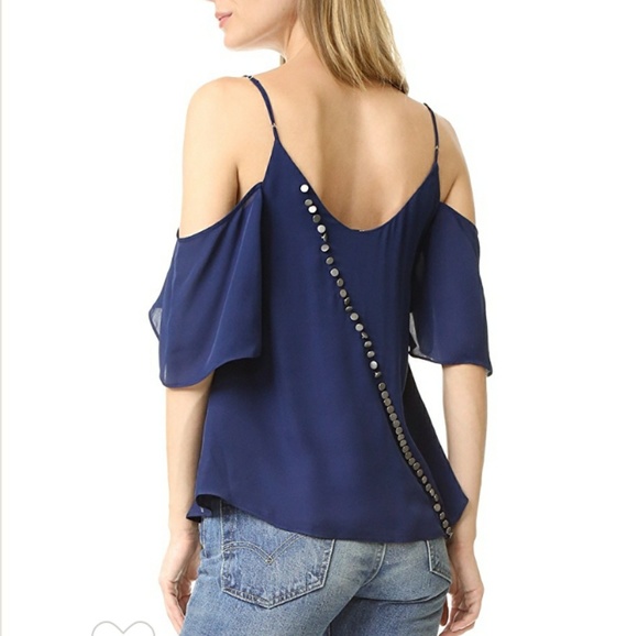 Haute Hippie button back cold shoulder cami top - Picture 2 of 8
